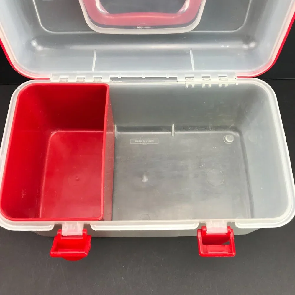 Clear Red Lunch Organizing Box Caddy 9.5